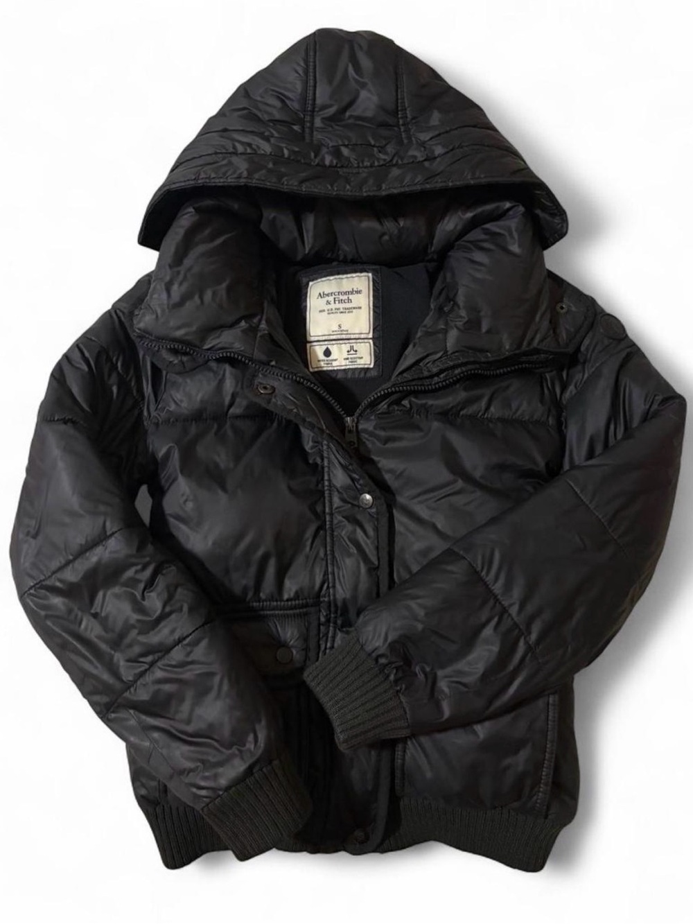 Abercrombie & Fitch Black Hooded Puffer Jacket